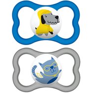 Mam Air Silicone Soother 6+m Код 215S 2 бр. - сини / прозрачни - Силиконова ортодонтска залъгалка от 6 месеца