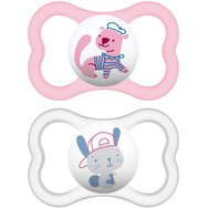 Mam Air Silicone Soother 6+m Код 215S 2 части - розови / прозрачни - Силиконова ортодонтска залъгалка от 6 месеца