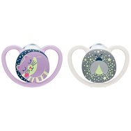 Nuk Space Night Silicone Soother 0-6m 2 части, Код 10571254 - Лилаво / Бяло