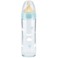 Nuk New Classic Bottle 0-6m 240ml 1 Брой, Код 10745079 - Син - Стъклено бебешко шише против колики с гумено зърно