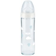 Nuk New Classic Bottle Silicone 0-6m 240ml 1 Брой, Код 10745080 - Бял - Бебешко стъклено шише против колики със силиконов накрайник Nuk New Classic Bottle Silicone 0-6m 240ml 1 Брой, Код 10745080 - Бял - Бебешко стъклено шише против колики със силиконов накрайник