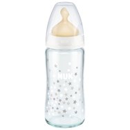 Nuk First Choice Plus Glass Temperature Control Latex Medium 0-6m 240ml, Код 10745122 - Бяло