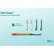 Tepe Choice Soft Toothbrush with Reusable Wooden Handle & Plant Based Brush Heads 1 брой - Сиво