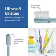 Tepe Kids Mini Extra Soft Toothbrush 0-3 Years 3 части, Фуксия - Жълто - Синьо