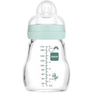 Mam Feel Good Premium Glass Baby Bottle 0m+, 170ml, Код. 370SB - Зелено