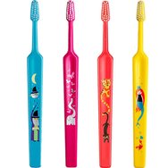 TePe Kids Extra Soft Toothbrush 0-3 Years 4 бр - Multicolor 13 - Четка за зъби с малка заострена глава и много меки влакна, подходящи за първи зъбки