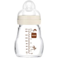 Mam Feel Good Premium Glass Baby Bottle 0m+, 170ml, Код 370SU - Бежово