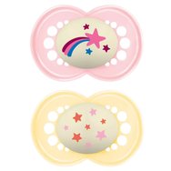 Mam Original Night Silicone Soother 16m+, 2 броя, код 260SGc - розово / жълто