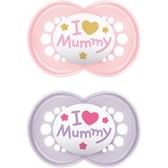 Mam Original Ι Love Mummy Silicone Soother 6-16m 2 броя, код 170SG1C - розово / лилаво