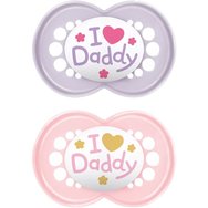 Mam Original Ι Love Daddy Silicone Soother 6-16m 2 броя, код 170SG2C - лилаво / розово