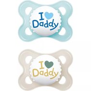 Mam Original Ι Love Daddy Silicone Soother 2-6m 2 части, Код 115SB1C - Синьо / Кремаво