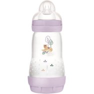 Mam Easy Start Anti-Colic Plastic Bootle 2m+, 260ml, Код 351SGc - Лилаво - Полипропиленово бебешко шише със силиконова биберон със среден поток и система против колики