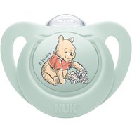Nuk Star Disney Baby Winnie the Pooh Silicone Soother 0-6m 1 брой - Фъстък - Изключително мека силиконова залъгалка с калъф за носене