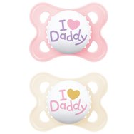 Mam Original Ι Love Daddy Silicone Soother 2-6m 2 части, Код 115SG2c - Кремаво / Розово