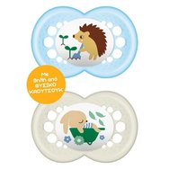 Mam Original Latex Soother 6-16m Код 151LB, 2 части - Синьо / Кремаво - Ортодонтска залъгалка със зърно от естествен каучук