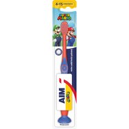 Aim Super Mario Junior Extra Soft Toothbrush 6-13 Years 1 брой - червено / синьо - Детска четка за зъби с много меки влакна със заоблена глава Aim Super Mario Junior Extra Soft Toothbrush 6-13 Years 1 брой - червено / синьо - Детска четка за зъби с много меки влакна със заоблена глава