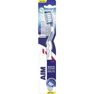 Aim White System Perlite Medium Toothbrush 1 брой - светло син - Четка за зъби със среден косъм и еластична диафрагма, съдържаща перлит за по-бели зъби със защитно покритие