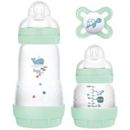 Mam Promo Easy Start Anti-Colic Starter Set Тюркоаз 0m+, 1 бр, Код 655G - Бебешки комплект с 2 шишета и 1 силиконова залъгалка, идеален за новородени Mam Promo Easy Start Anti-Colic Starter Set Тюркоаз 0m+, 1 бр, Код 655G - Бебешки комплект с 2 шишета и 1 силиконова залъгалка, идеален за новородени