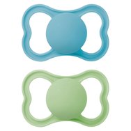 Mam Air Latex Soother 16m+ Код 276L 2 бр - Синьо / Зелено - Ортодонтска залъгалка със зърно от естествен каучук Mam Air Latex Soother 16m+ Код 276L 2 бр - Синьо / Зелено - Ортодонтска залъгалка със зърно от естествен каучук