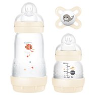 Mam Promo Easy Start Anti-Colic Starter Set 0m+ Код 655G, 1 бр - крем - Бебешки комплект с 2 шишета и 1 силиконова залъгалка, идеален за новородени Mam Promo Easy Start Anti-Colic Starter Set 0m+ Код 655G, 1 бр - крем - Бебешки комплект с 2 шишета и 1 силиконова залъгалка, идеален за новородени