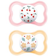 Mam Air Orthodontic Latex Soother 6-16m Код 216LG, 2 бр - розова / портокал - Ортодонтска гумена залъгалка с големи вентилационни отвори и калъф за носене Mam Air Orthodontic Latex Soother 6-16m Код 216LG, 2 бр - розова / портокал - Ортодонтска гумена залъгалка с големи вентилационни отвори и калъф за носене