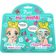 7DAYS Подарък Mimimishki Mango & Shea Butter Pre-Makeup Primer Mask 25g & Kiwi & Papaya Post-Makeup Saver Mask 25g - 