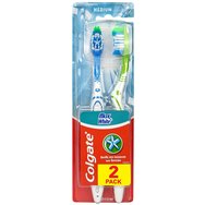 Colgate Max White Medium Toothbrush 2 бр - Зелено / Синьо - Средна четка за зъби за премахване на цветни петна