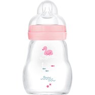 Mam Feel Good Premium Glass Baby Bottle 0m+, Код 370SGc, 170ml - розово - Стъклена бутилка със силиконов биберон с нисък поток Mam Feel Good Premium Glass Baby Bottle 0m+, Код 370SGc, 170ml - розово - Стъклена бутилка със силиконов биберон с нисък поток