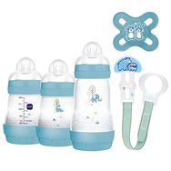 Mam Promo Welcome to the World Newborn Gift Set 0m+, Код 660Gc 1 бр - Синьо 2 - Бебешки комплект с 3 шишета и 1 залъгалка и 1 държач за залъгалка с панделка Mam Promo Welcome to the World Newborn Gift Set 0m+, Код 660Gc 1 бр - Синьо 2 - Бебешки комплект с 3 шишета и 1 залъгалка и 1 държач за залъгалка с панделка