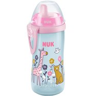 Nuk First Choice Kiddy Cup 12m+, 300ml - розово - Полипропиленова бутилка за вода с чучур и защитен капак Nuk First Choice Kiddy Cup 12m+, 300ml - розово - Полипропиленова бутилка за вода с чучур и защитен капак