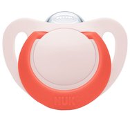 Nuk Star Silicone Soother 18-36m, 1 бр - червено - Ортодонтска силиконова залъгалка с калъф