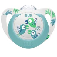 Nuk Star Silicone Soother 18-36m 1 бр - Зелено - Ортодонтска силиконова залъгалка с калъф