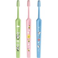 TePe Mini Extra Soft 0-6 Years Toothbrush 3 бр - светло зелено / розово / светло синя - Детска четка за зъби с конична глава и заоблени влакна