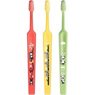 TePe Mini Extra Soft 0-6 Years Toothbrush 3 бр - Корал / Жълто / Зелено - Детска четка за зъби с конична глава и заоблени влакна