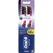 Oral-B Promo Pro 3D White Charcoal Medium Toothbrush 2 бр - Фуксия - Ръчна четка за зъби със средно твърди влакна за дълбоко почистване и избелване с активен въглен Oral-B Promo Pro 3D White Charcoal Medium Toothbrush 2 бр - Фуксия - Ръчна четка за зъби със средно твърди влакна за дълбоко почистване и избелване с активен въглен