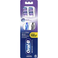 Oral-B Promo Pro 3D White Advanced Medium Toothbrush 2 бр - Синьо / Сив - Ръчна четка за зъби със средно твърди влакна за естествено избелване и дълбоко почистване Oral-B Promo Pro 3D White Advanced Medium Toothbrush 2 бр - Синьо / Сив - Ръчна четка за зъби със средно твърди влакна за естествено избелване и дълбоко почистване