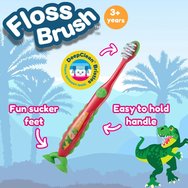 Brush-Baby Floss Brush Kids Toothbrush 3-6 Years, 2 бр - Динозавър Brush-Baby Floss Brush Kids Toothbrush 3-6 Years, 2 бр - Динозавър