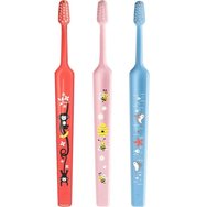 TePe Mini Extra Soft 0-6 Years Toothbrush 3 Τεμάχια - Корал/ Розово/ светло синя - Детска четка за зъби с конична глава и заоблени влакна