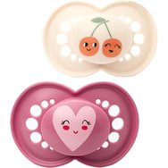 Mam Original Silicone Soother 6-16m 2 бр, Код 150SGc - Фуксия / крем - Ортодонтска силиконова залъгалка с калъф за носене и стерилизация