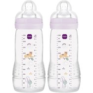 Mam Easy Active Baby Bottle 4m+ Код 365SGc 330ml, 2 бр - Люляк - Полипропиленова бутилка със силиконов биберон с висок дебит