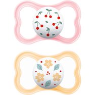 Mam Air Latex Soother 16m+ Код 276L 2 бр - розово / Прасковено - Ортодонтска залъгалка с биберон от естествен каучук