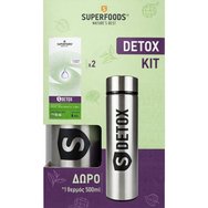 Superfoods Promo S Detox 600ml (2x300ml) & Δώρο Θερμός 500ml 1 Τεμάχιο - Inox - Συμπλήρωμα Διατροφής Φυτικών Εκχυλισμάτων σε Πόσιμο Υγρό για Αποτοξίνωση & Έλεγχο Βάρους με Γεύση Μούρων & Φράουλας
