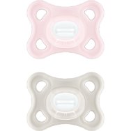 Mam Comfort Silicone Soother 0-3m 2 броя, Код 126SG - розово / крем - Лека ортодонтска силиконова залъгалка за правилно орално развитие, идеална за новородени