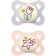 Mam Original Night Silicone Soother 2-6m 2 броя, Код 110SGc - Лилаво / Розово