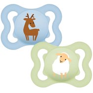 Mam Air Silicone Soother 2-6m Код 120SBc, 2 броя - Светлосиньо / Зелено - Ортодонтска силиконова залъгалка, която позволява по-добра циркулация на въздуха
