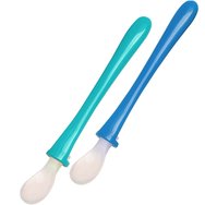 Mam Primamma 6m+ Soft Weaning Spoon 2 броя - Зелено, Синьо - Бебешка силиконова лъжичка за захранване с дълга дръжка & малък мек връх