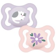 Mam Air Silicone Soother 2-6m Код 120SGc, 2 броя - Лилаво / Розово - Ортодонтска силиконова залъгалка, която позволява по-добра циркулация на въздуха