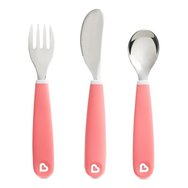 Munchkin Splash Toddler Cutlery Set 18m+, 1 брой - Розов - Обучителен комплект с лъжица, вилица & нож