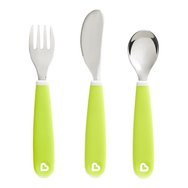 Munchkin Splash Toddler Cutlery Set 18m+, 1 брой - Светлозелен - Обучителен комплект с лъжица, вилица & нож