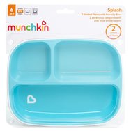 Munchkin Splash Divided Plates With Non-slip Base 6m+, 2 броя - Светлосиньо / Светлозелено - Бебешки чинии с отделения & неплъзгаща се основа